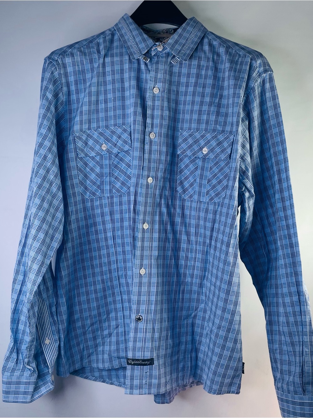 Blaque Label Blue Checked Button-Down Shirt Size XL 44/27”